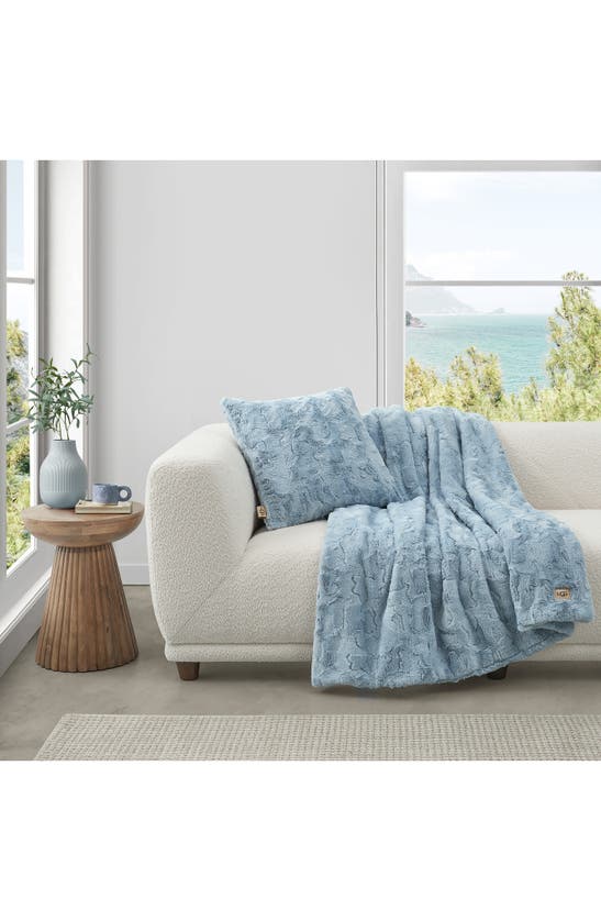 Shop Ugg Olivia Faux Fur Accent Pillow In Ocean Mist