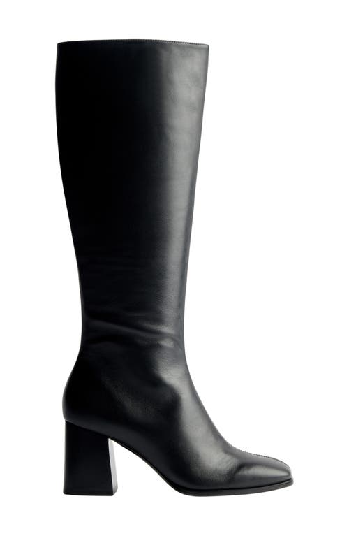Reformation Nylah Leather Knee Boots In Black