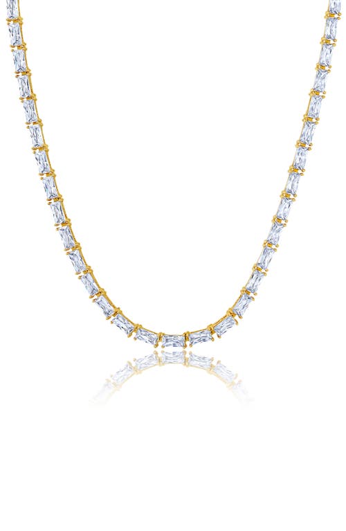 Baguette Cut Cubic Zirconia Tennis Necklace in Gold