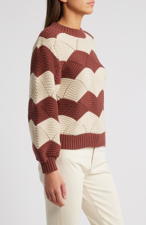 Shop Cleobella Kori Chevron Organic Cotton Sweater In Ivory/terracotta