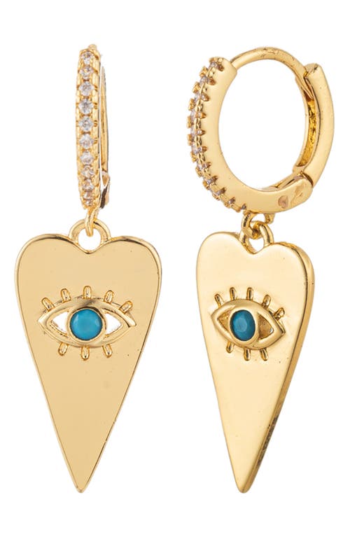 Eye Candy Los Angeles Eye Heart Drop Earrings In Gold