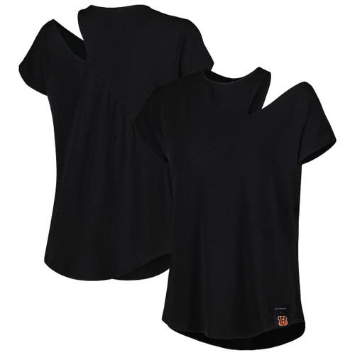 Women's KIYA TOMLIN Black Cincinnati Bengals Cut Out Tri-Blend Shirt