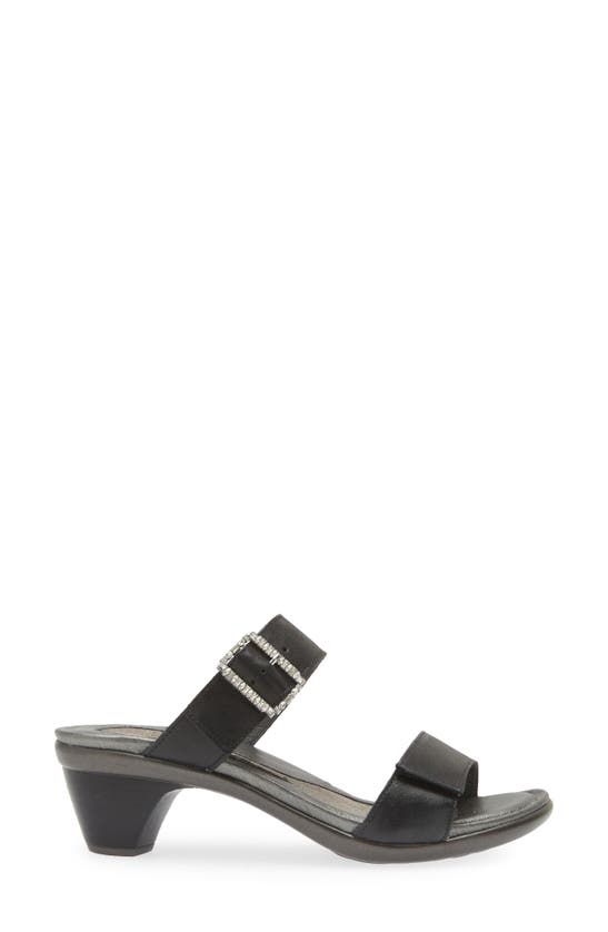 Naot Recent Slide Sandal In Shiny Black Leather