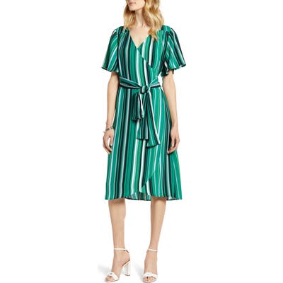 Petite Halogen Wrap Dress, Green