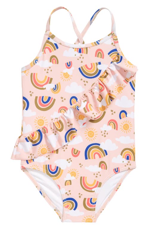 Tucker + Tate Kids' Ruffle One-Piece Swimsuit in Pink English Bold Rainbows