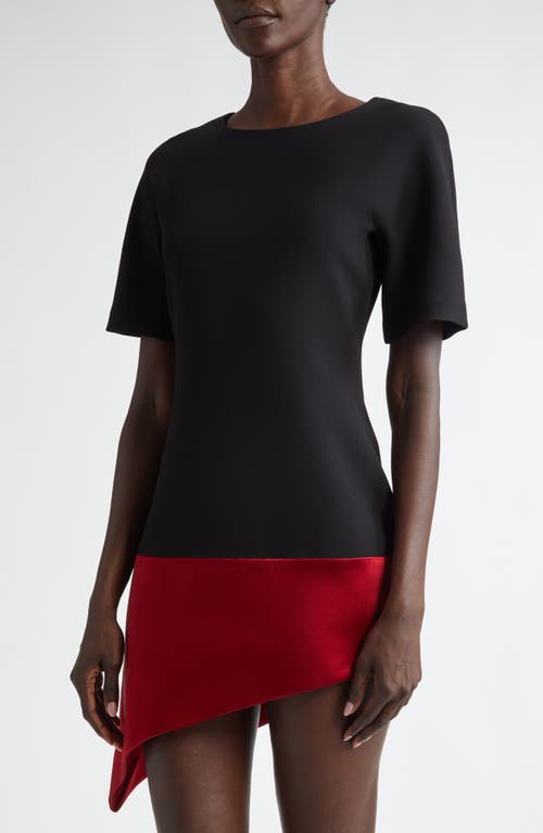 Shop Jw Anderson Diagonal Hem Double Crepe Dress In Black/red