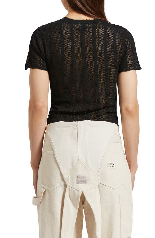 Brixton Sheer Stripe Top In Black