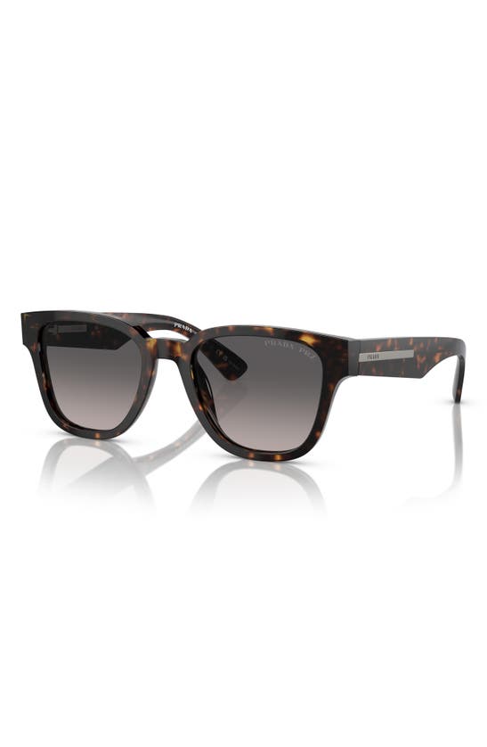 Shop Prada 52mm Square Polarized Sunglasses In Tortoise