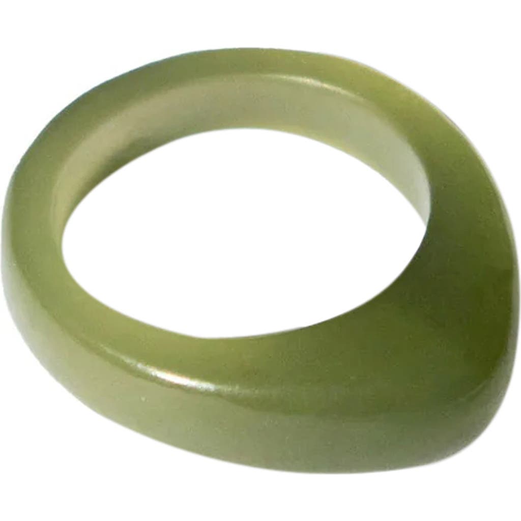 Seree Pyra Teardrop Green Jade Ring In Light Green