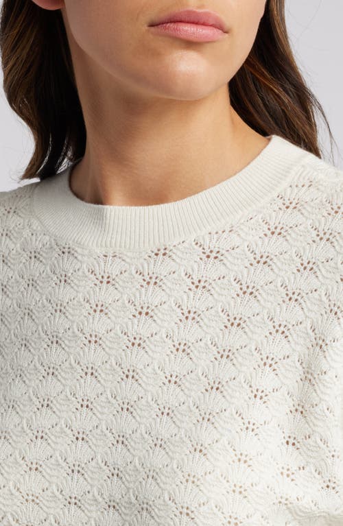 Shop Treasure & Bond Pointelle Crewneck Sweater In Ivory Egret