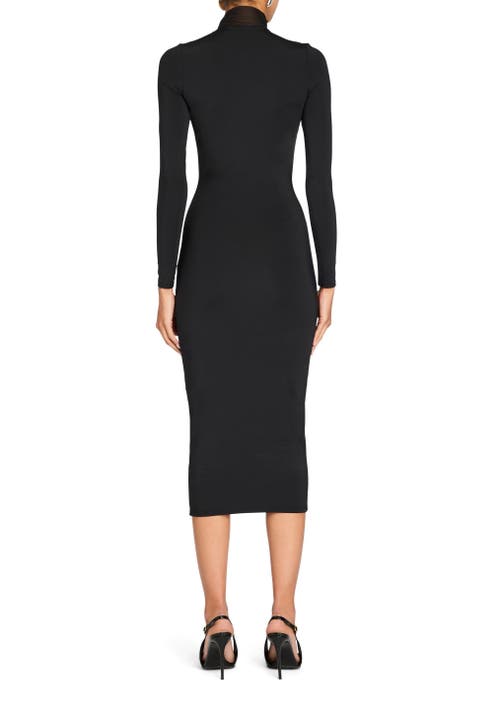 Shop Ser.o.ya Priyanka Mesh V-cut Midi Dress In Black