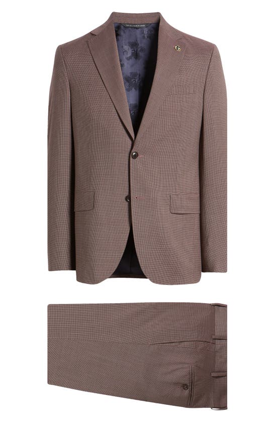 Ted Baker Roger Extra Slim Fit Solid Wool Suit In Berry