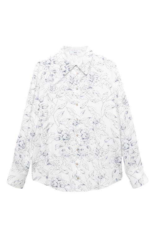 Mango Print Button-up Shirt In White