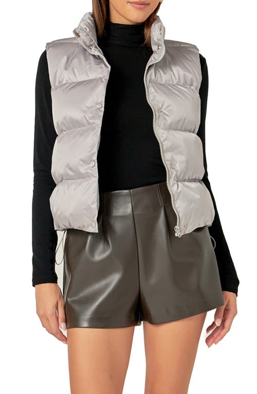 Endless Rose Cropped Puffer Vest In Grey