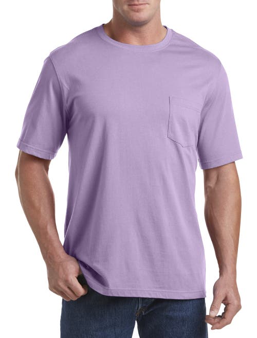Harbor Bay By Dxl Moisture-wicking Pocket T-shirt In Lavender Hthr