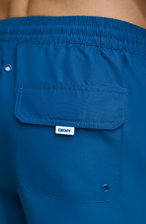 Dkny Core Solid Swim Trunks In Poseidon