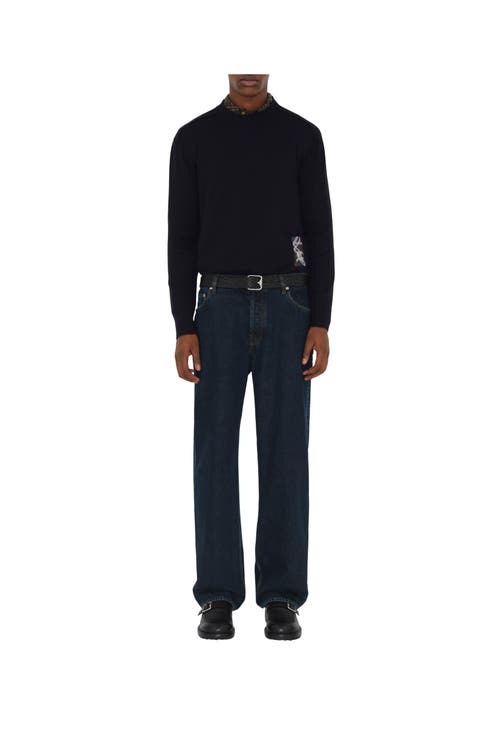 Burberry Check Label Wool Sweater In Black