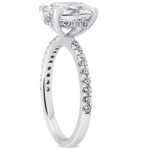 Bliss Diamond Certified 3 3/8ct Oval Diamond Engagement Ring Side Halo Lab Grown Gold In 14k White Gold