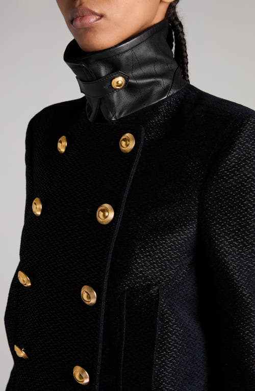 Tom Ford Double Breasted Bouclé Jacket In Combo Black/blue