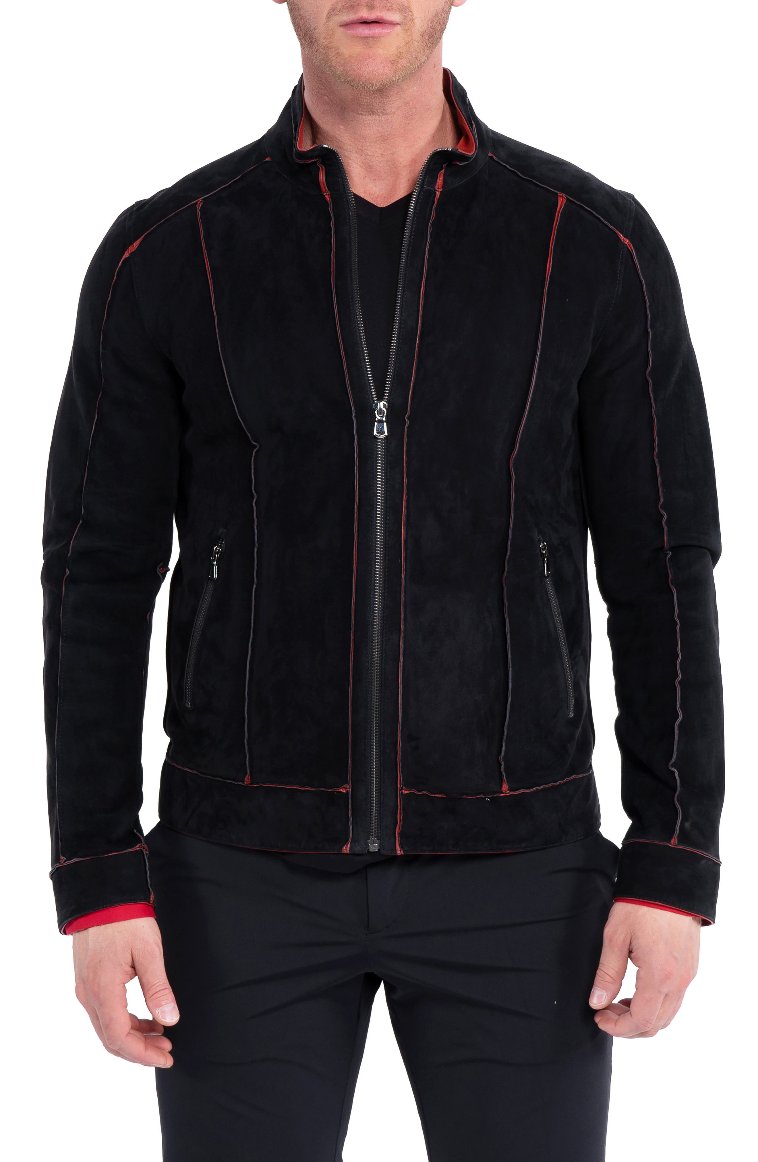 Woojo Mens Real Genuine Lambskin Leather Black Jacket WJ121