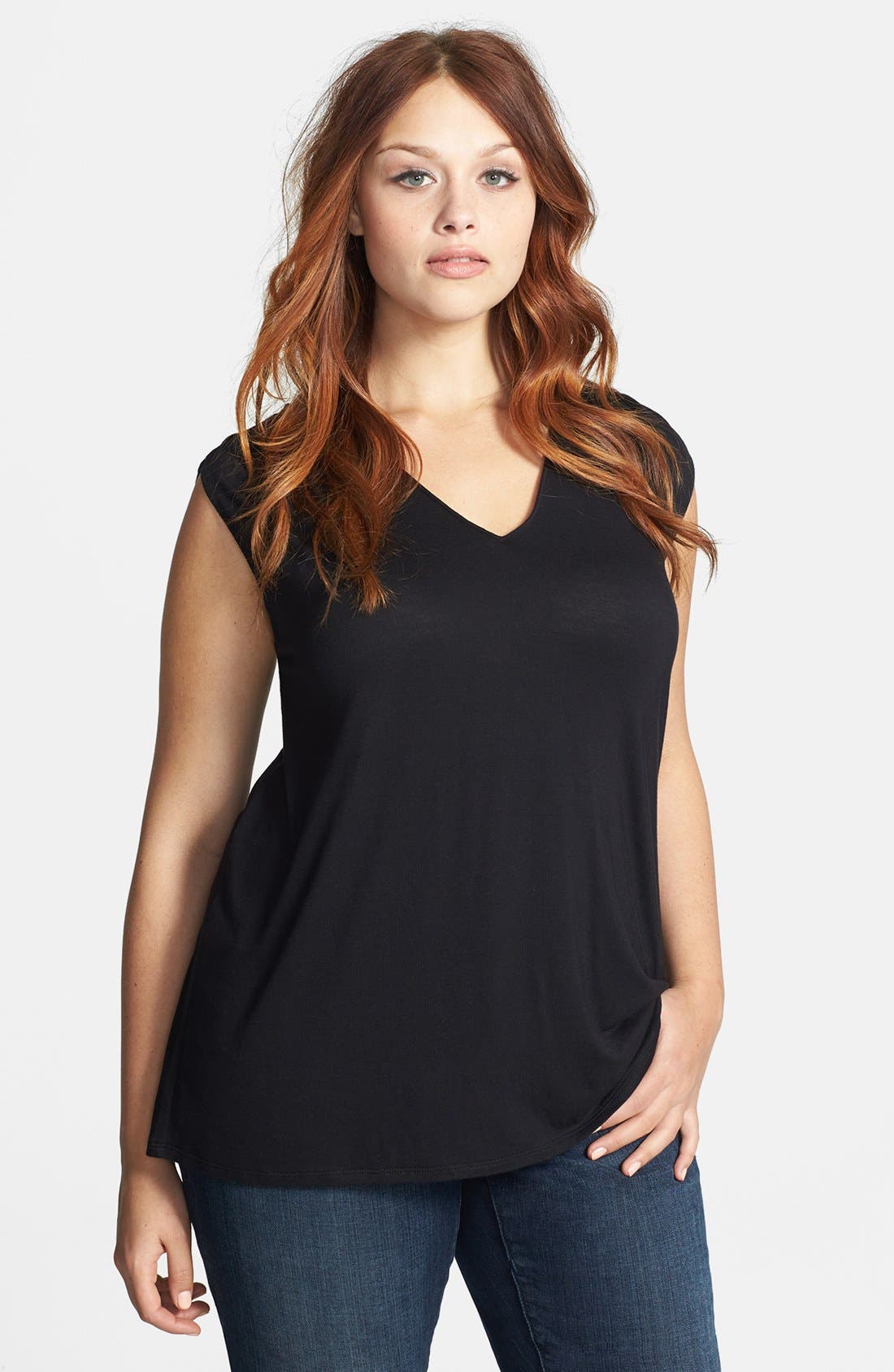 Sejour Cap Sleeve Knit Top (Plus Size) Nordstrom