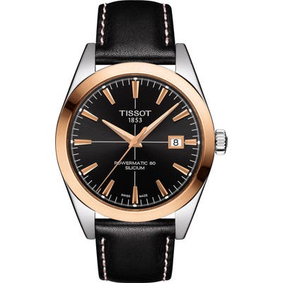 Tissot Gentleman Powermatic 80 Leather Strap Watch, 40Mm