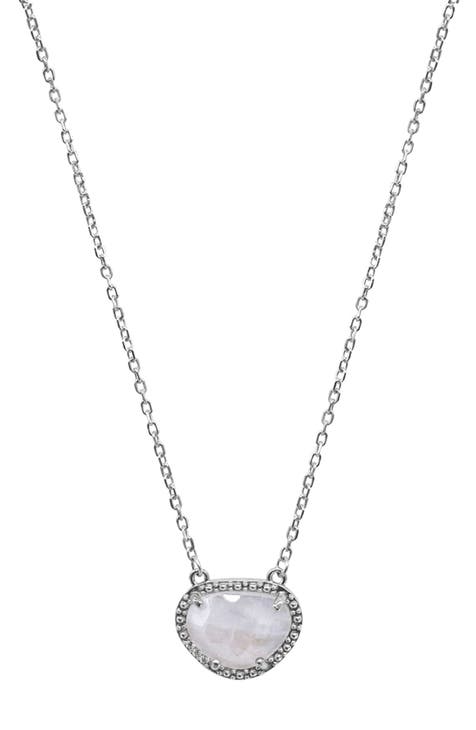 Sterling Silver Birthstone Halo Pendant Necklace