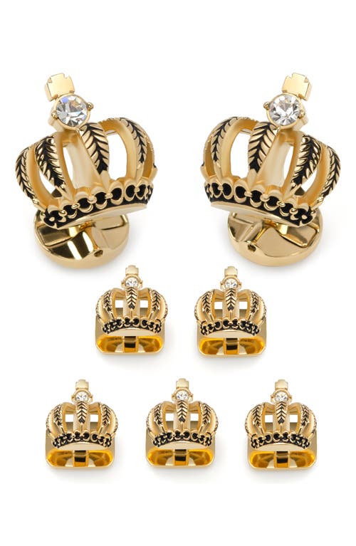 CUFFLINKS, INC CUFFLINKS, INC. VINCENT DE PAUL 3D CROWN GOLD CRYSTAL CUFF LINKS & STUD SET