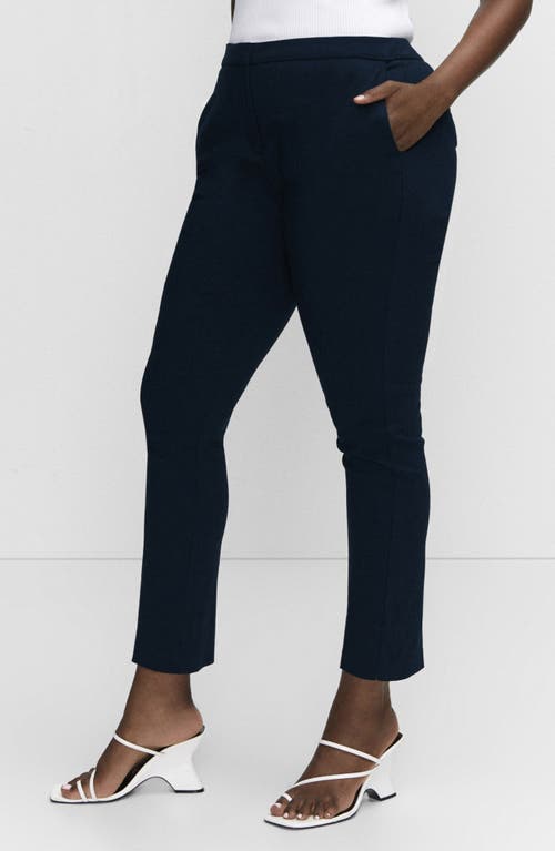 Shop Mango Crop Skinny Pants In Dark Navy