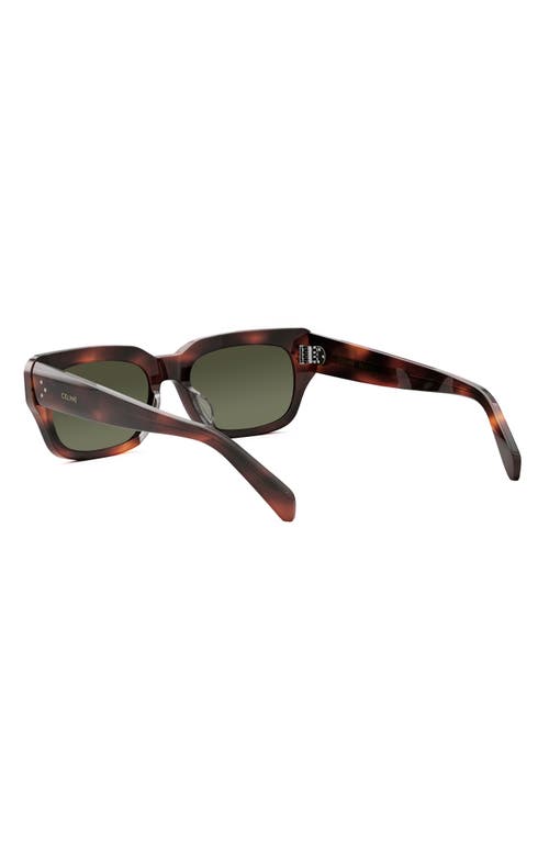 Shop Celine Bold 3 Dots 54mm Rectangular Sunglasses In Havana/green