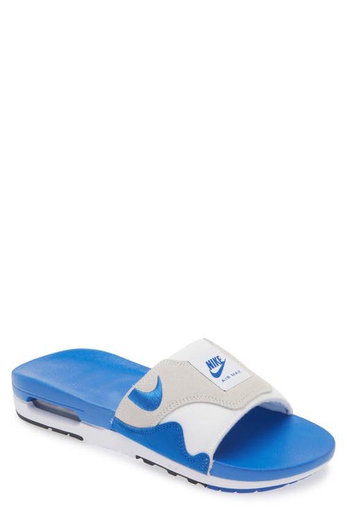 Nike Air Max 1 Slide Sandal In White/royal Blue/black