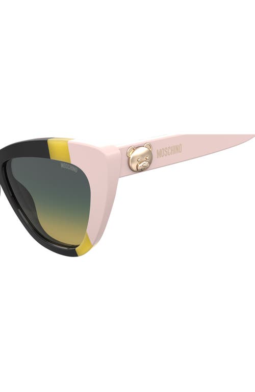 Moschino Grey Shaded Green Cat Eye Ladies Sunglasses Mos122/s 071c/je 53 In Black Yellow