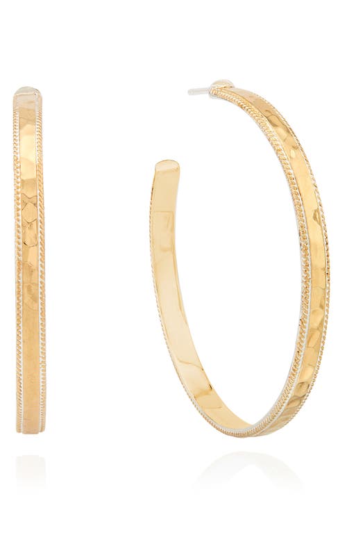 Large Hammered Hoop Earrings in Gold
