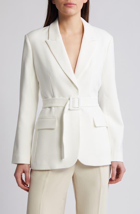 Shop French Connection Whisper Belted Blazer In Summer White