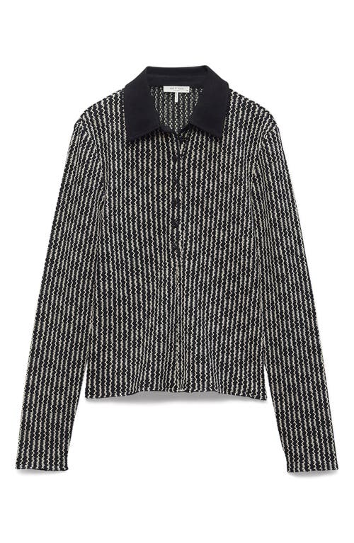 Shop Rag & Bone Gigi Long Sleeve Polo In Black Multi