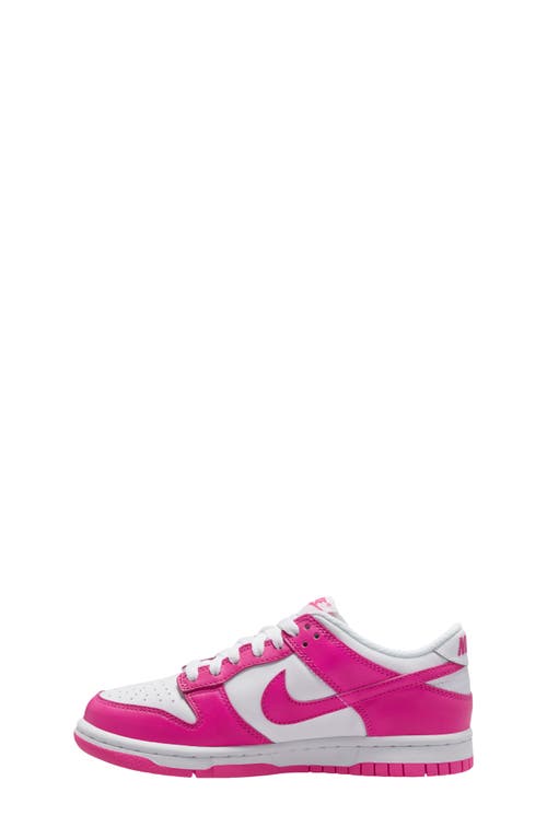 Nike Kids' Dunk Low Basketball Sneaker In White/laser Fuchsia