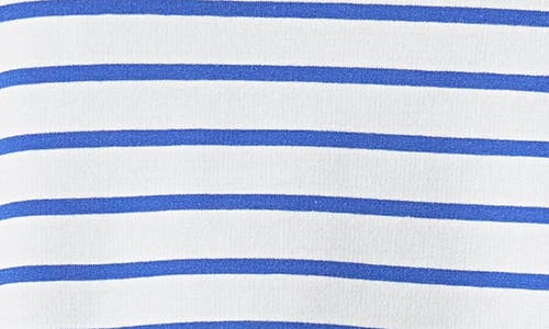 Grey Lab Stripe One-shoulder Asymmetric Top In White/blue