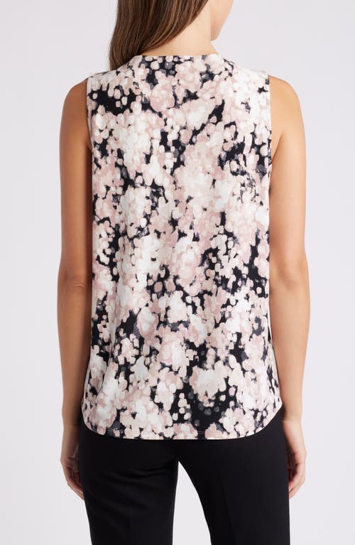 Shop Anne Klein Abstract Print Triple Pleat Sleeveless Top In Pink Blush Multi