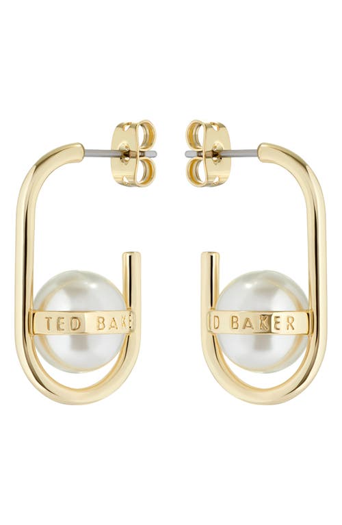 Shop Ted Baker London Perrita Imitation Pearl Hoop Earrings In Gold Tone/pearl