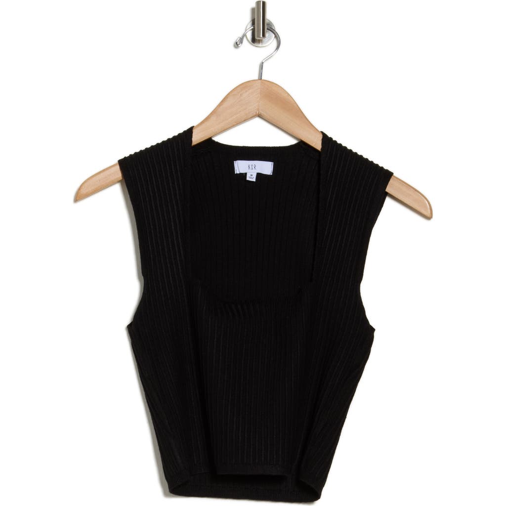 Nsr Square Neck Sleeveless Knit Top In Blk