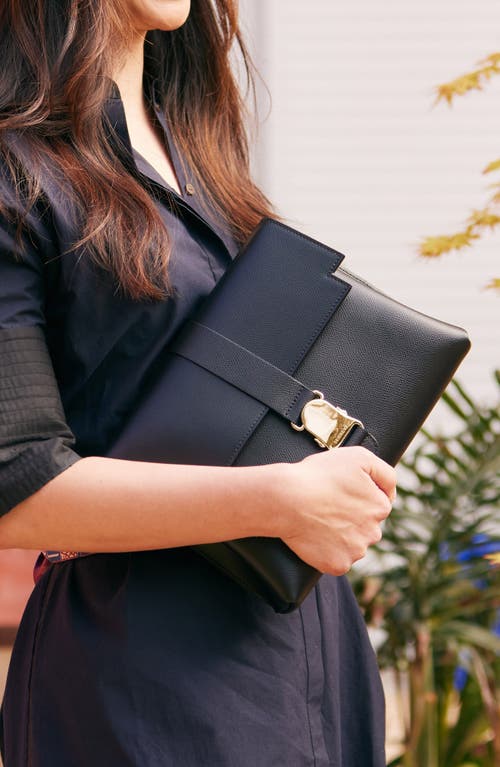 Senreve Cadence Shoulder Pebbled Leather Handbag In Noir