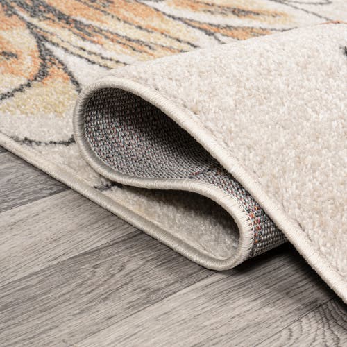 Jonathan Y Giglio Modern Botanical Flower Area Rug In Orange/blue/cream