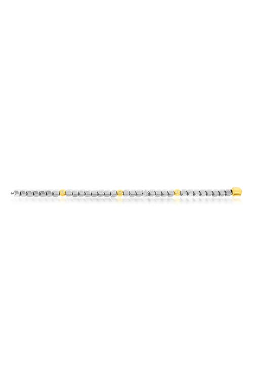 Blackjack Stainless Steel Bead Bracelet In Silver/gold