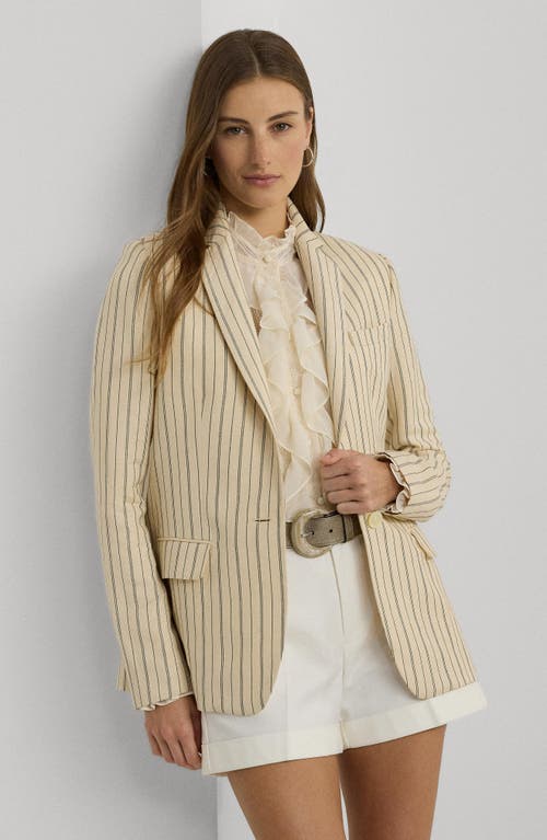 LAUREN RALPH LAUREN LAUREN RALPH LAUREN PINSTRIPE LINEN BLEND BLAZER 