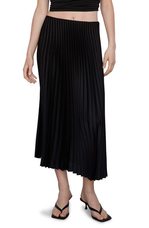 MANGO Pleated Midi Skirt Black at Nordstrom,