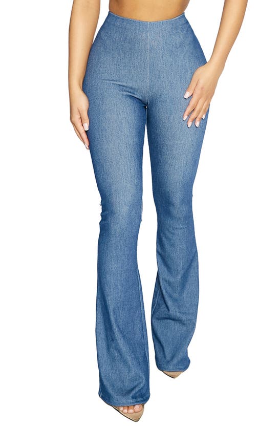 Naked Wardrobe High Waist Flare Pants In Denim