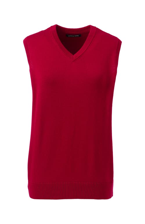 Lands' End School Uniform Cotton Modal Fine Gauge Sweater Vest In Red