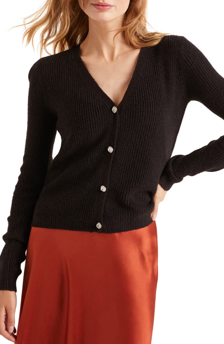 Boden Maggie Jeweled Button Ribbed Cardigan | Nordstrom