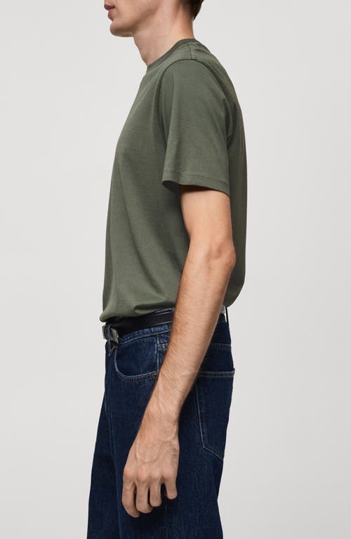 Shop Mango Slim Fit Cotton T-shirt In Forest Green