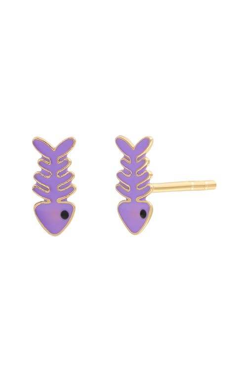 Bony Levy 14k Gold & Enamel Inlay Fish Stud Earrings In 14k Yellow Gold